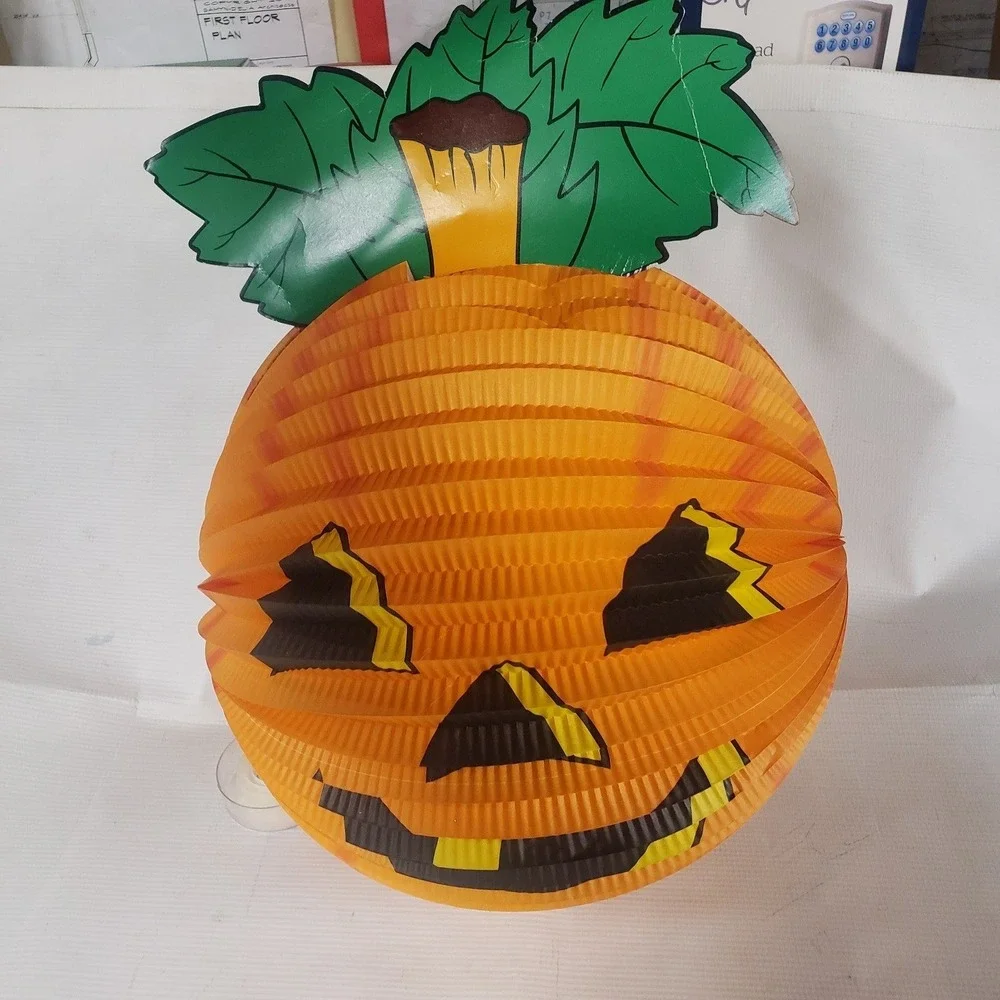 Vintage Halloween Accordion Pumpkin Paper Lantern B Shackman Co 12 inch